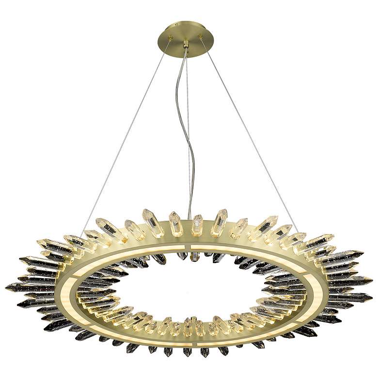 Image 1 Avenue Lighting Aspen 34.3" Rustic Brass and Crystal Ring Chandelier