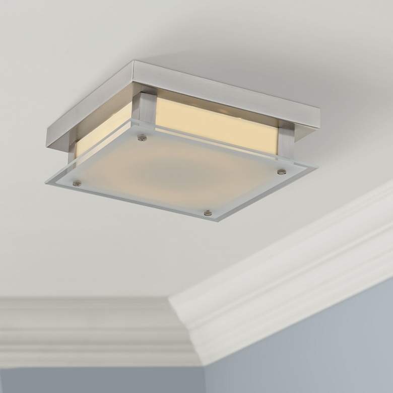 Image 1 Avenue Lighting Cermack St. 9 1/2" Brushed Nickel LED Ceiling Light
