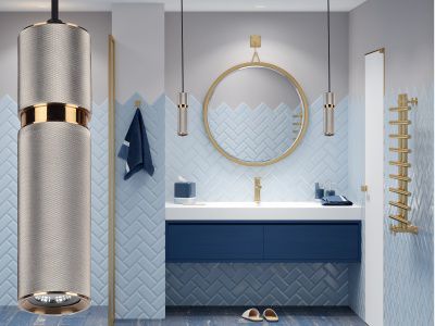 Image 2 Avenue Lighting Cicada Pendant 10" Knurled Light Grey with Brass more views