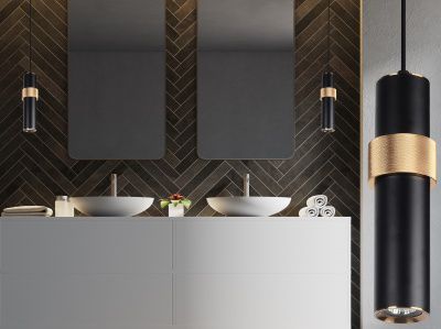 Image 2 Avenue Lighting Cicada Pendant 12" Black with Knurled Brass more views