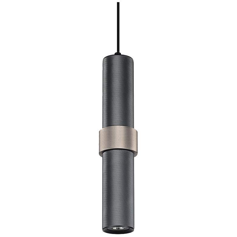 Image 1 Avenue Lighting Cicada Pendant Dark Grey With Knurled Light Grey Accent