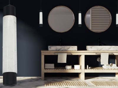 Thumbnail2 of Avenue Lighting Cicada Pendant White Marble With Knurled Accent more views