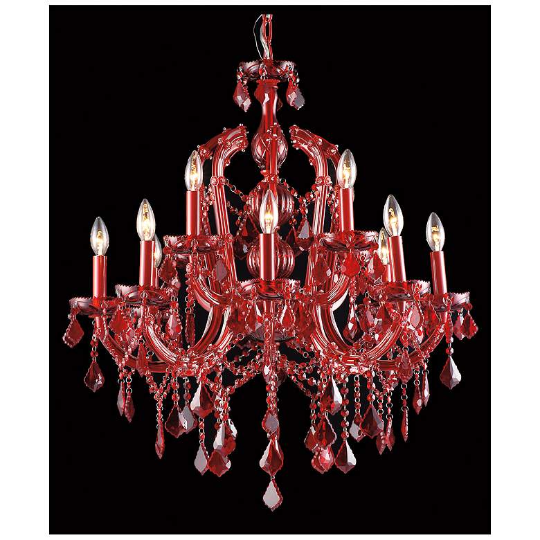 Image 1 Avenue Lighting Crimson Blvd. Collection Hanging Chandelier Red Crystal