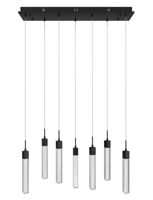 Avenue Lighting Glacier Collection Snow 7 Light Pendant  130" Black