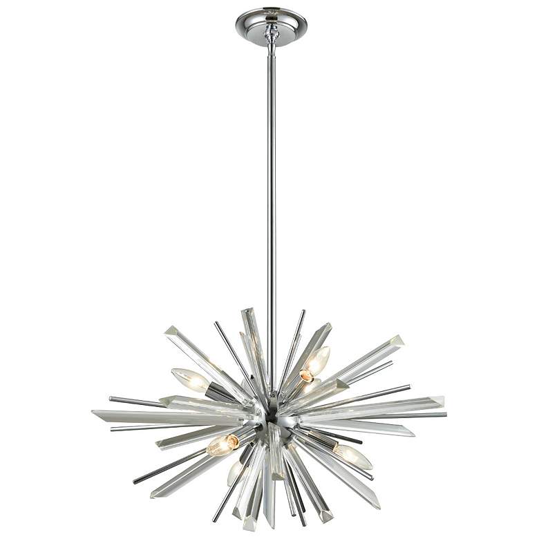 Image 1 Avenue Lighting Palisades Ave. Collection 6 Light Hanging Chandelier Chrome