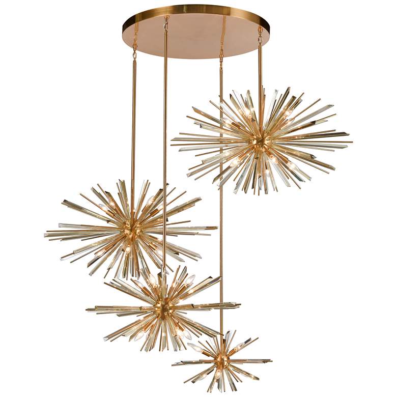 Image 1 Avenue Lighting Palisades Ave. Hanging Cluster Chandelier 219" Aged Br