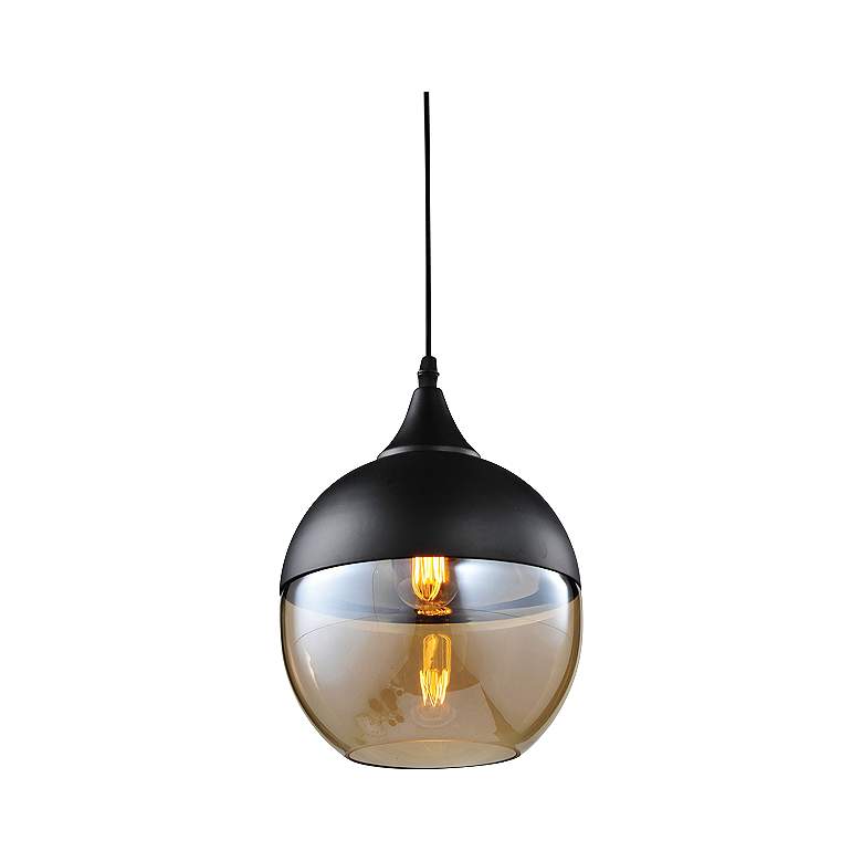 Image 2 Avenue Lighting Robertson 8" Wide Black and Smoked Glass Mini Pendant