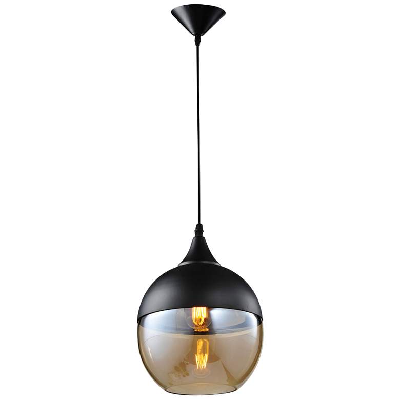 Image 5 Avenue Lighting Robertson 8" Wide Black and Smoked Glass Mini Pendant more views
