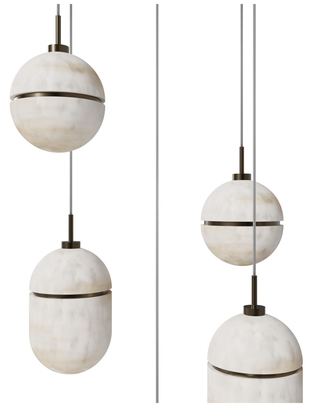Image 2 Avenue Lighting Sedona 5-Light 16"W Alabaster Pendant in Aged Brass more views