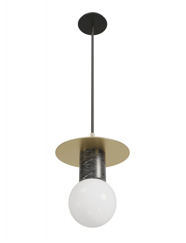Image 2 Avenue Lighting The Newport Collection 1 Pendant  8" Brushed Brass/Black more views