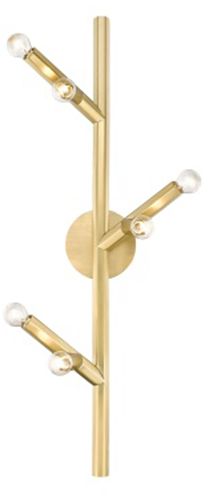 Image 3 Avenue Lighting The Oaks Collection 6 Light Wall Sconce 36" Brushed Brass more views