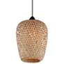 1_Avenue Lighting Tulum 7" Wide Black and Bamboo Wicker Mini Pendant