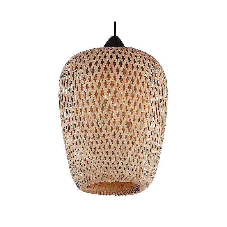 Image 2 Avenue Lighting Tulum 7" Wide Black and Bamboo Wicker Mini Pendant more views