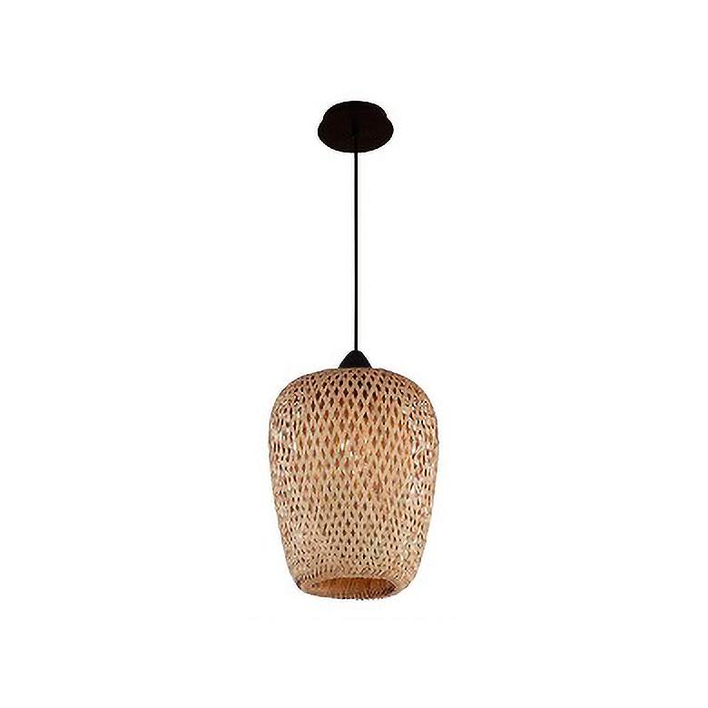 Image 3 Avenue Lighting Tulum 7" Wide Black and Bamboo Wicker Mini Pendant more views