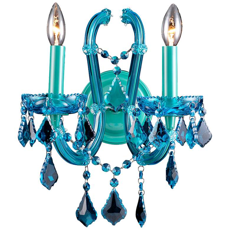 Image 1 Avenue Ocean Dr. 15 inch High Blue Crystal Wall Sconce