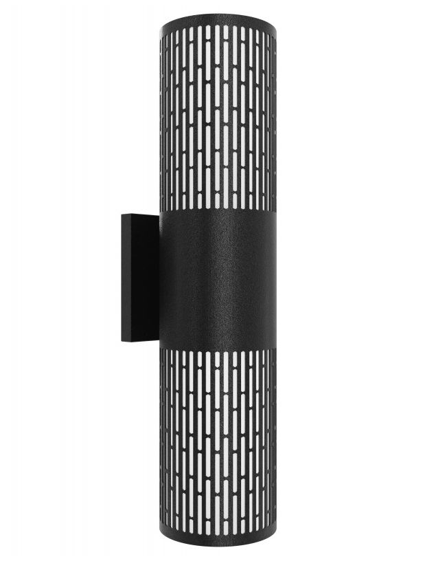 Image 2 Avenue Outdoor 18"H Cylindrical LED Sconce Black Perf. Grid Frame more views