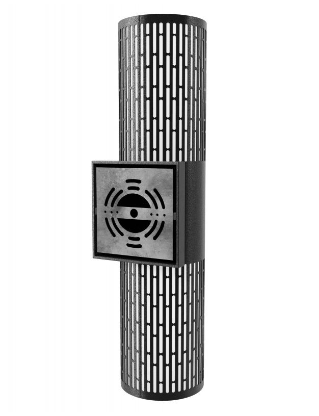 Image 3 Avenue Outdoor 18"H Cylindrical LED Sconce Black Perf. Grid Frame more views