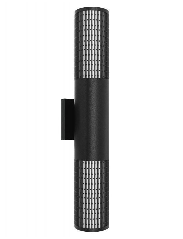 Image 2 Avenue Outdoor 24"H Cylindrical LED Sconce Black/Perforated Grid more views