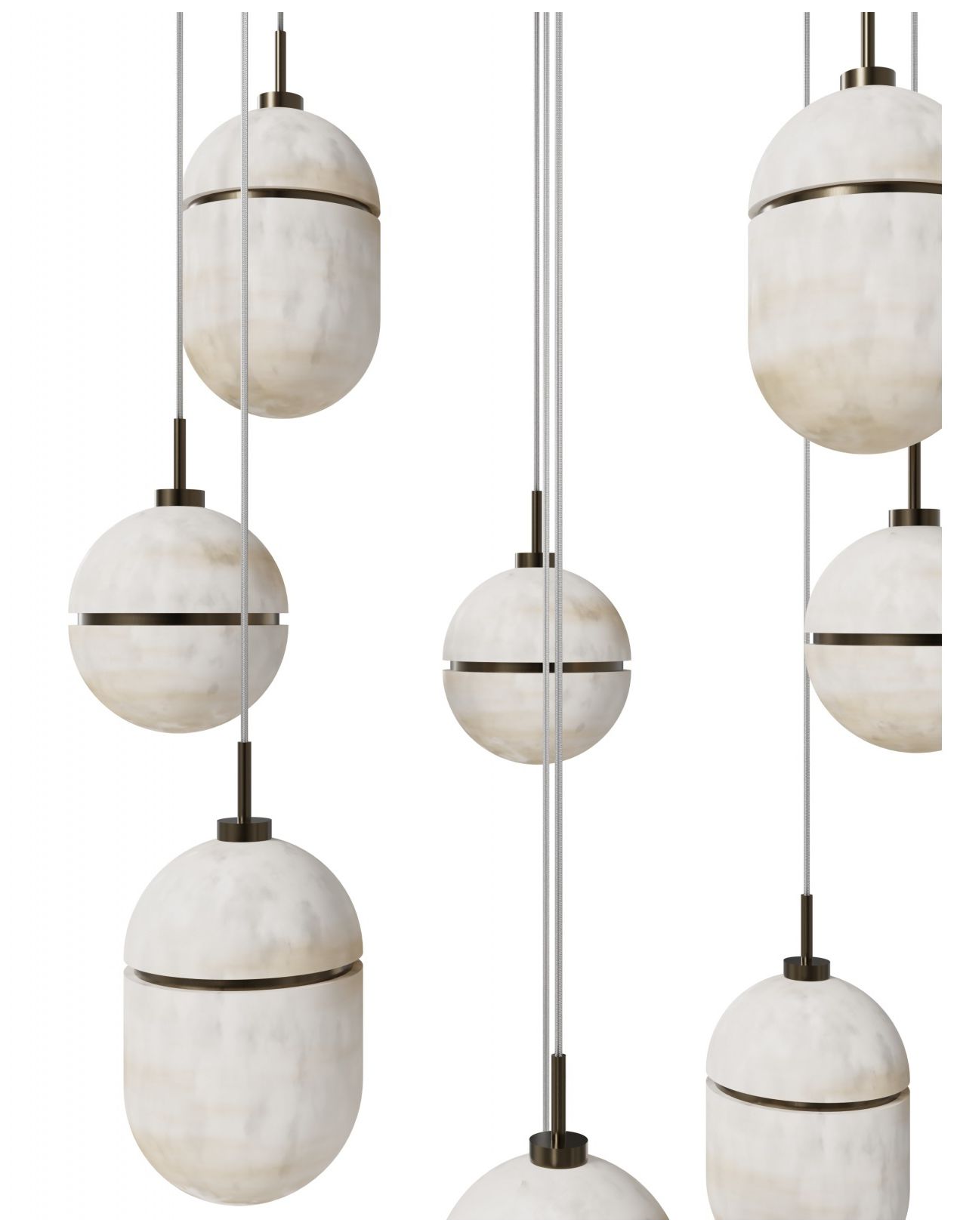 Image 3 Avenue Sedona 9-Light 20"W Alabaster Pendant in Aged Brass more views