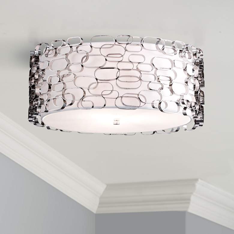 Image 1 Avenue Ventura Blvd. 14" Wide Polished Nickel Ceiling Light