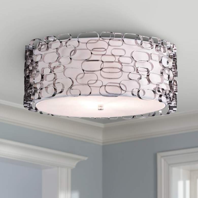 Image 1 Avenue Ventura Blvd. 16" Wide Polished Nickel Ceiling Light