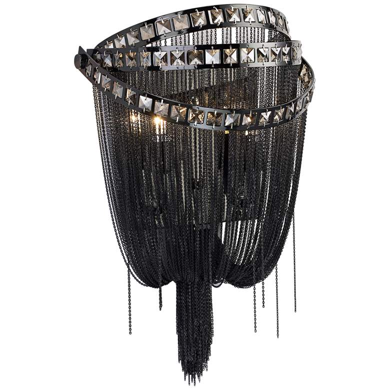 Image 1 Avenue Wilshire Blvd. 16" High Black Steel Wall Sconce