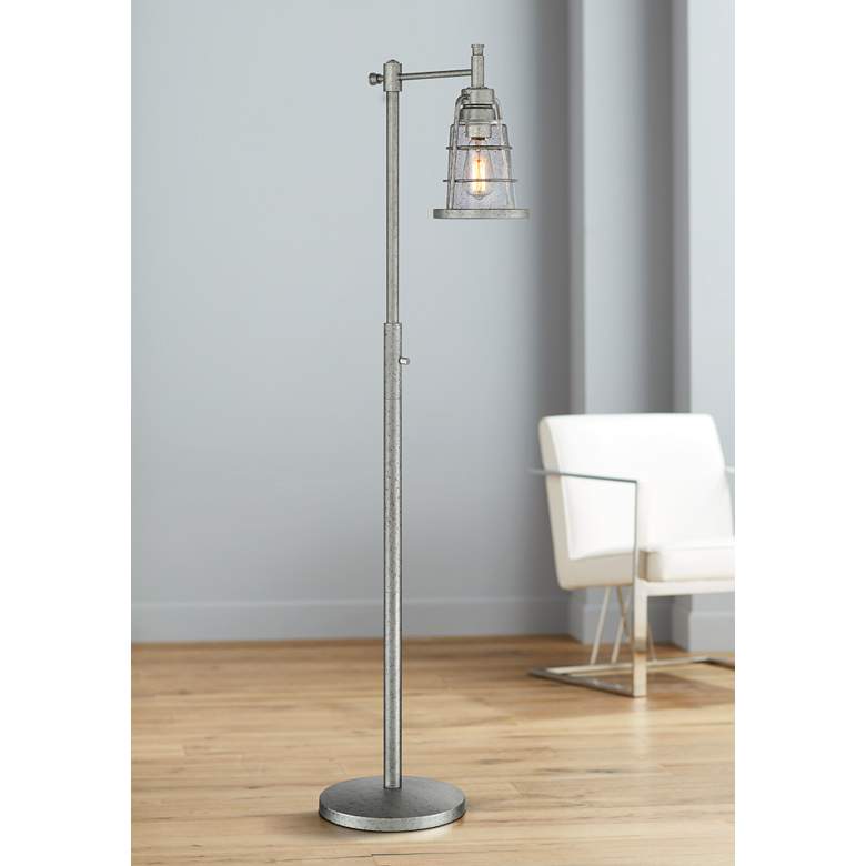 Image 1 Averill Park Industrial Downbridge Galvanized Floor Lamp