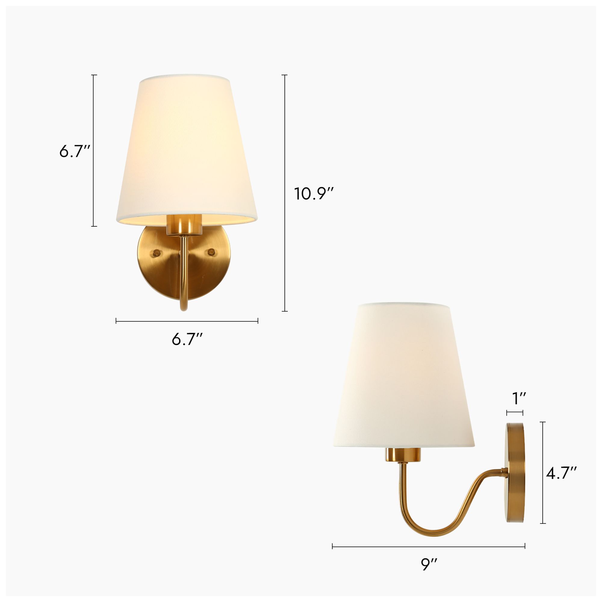 Image 2 Averly Modern Brass Tapered Linen Shade Wall Sconce more views
