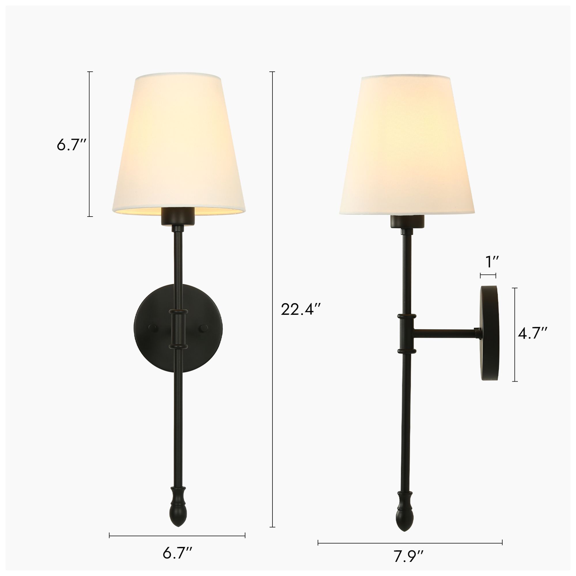 Image 3 Averly Modern Matte Black 22" High Tapered Shade Wall Sconce more views