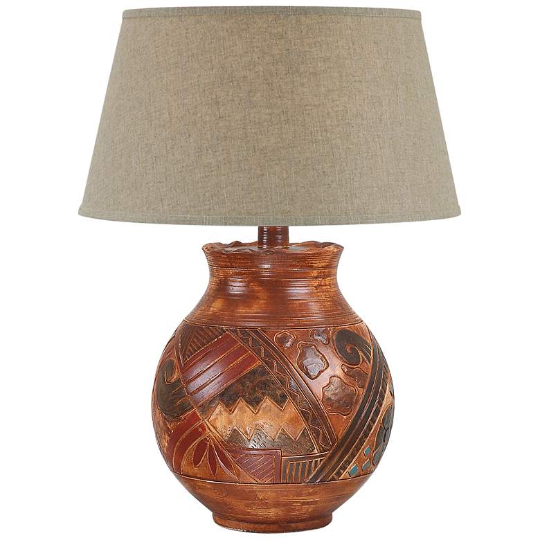 Image 2 Averna Indian Brick Hydrocal Pot Table Lamp