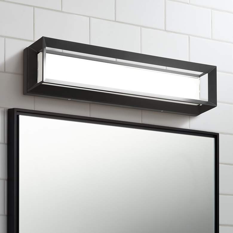 Image 1 Averton 22 inch Wide Coal Metal Rectangular LED Bath Light