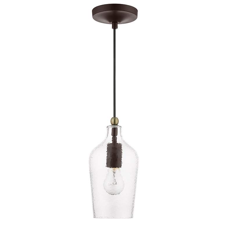 Image 1 Avery 1 Light Bronze with Antique Brass Accent Mini Pendant