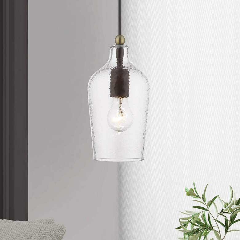Image 1 Avery 1 Light Bronze with Antique Brass Accent Mini Pendant