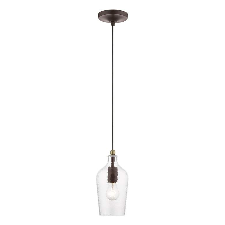 Image 3 Avery 1 Light Bronze with Antique Brass Accent Mini Pendant more views