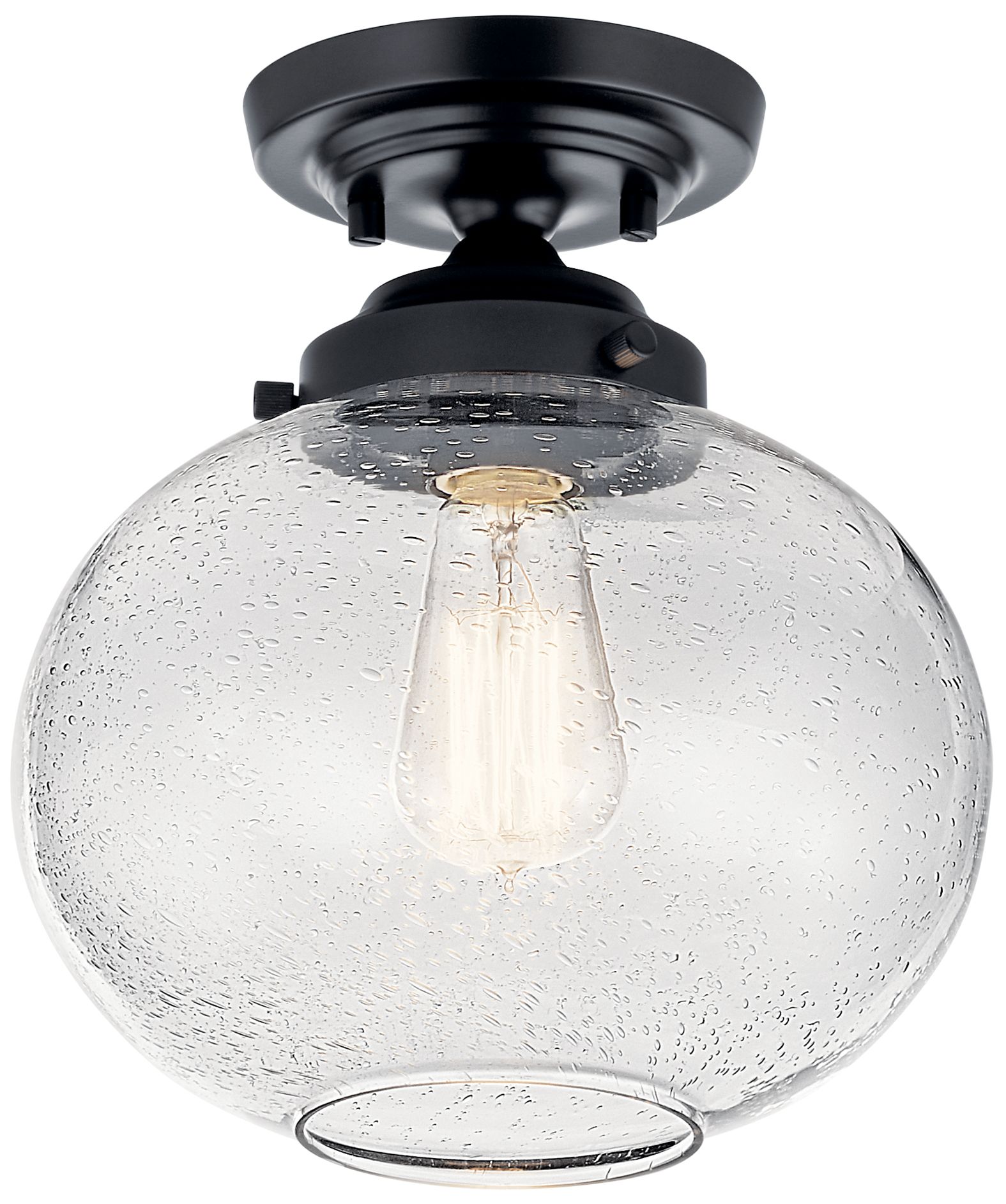 Avery 11 Inch 1 Light Semi Flush with Clear Seeded Glass in Black