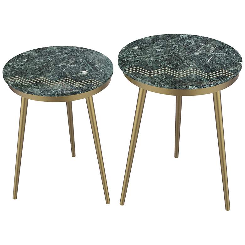 Image 5 Avery 18" Wide Green and Gold Nesting Tables Set of 2 more views