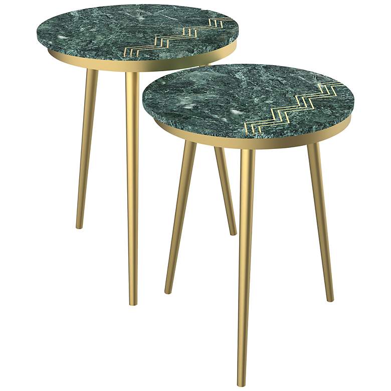 Image 6 Avery 18" Wide Green and Gold Nesting Tables Set of 2 more views