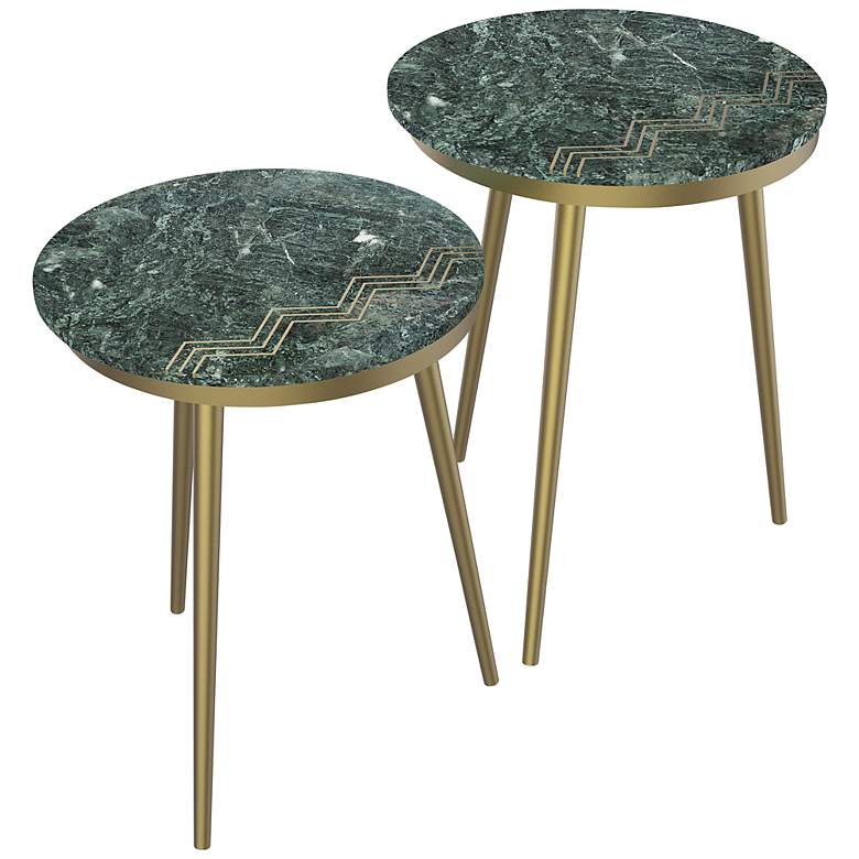 Image 7 Avery 18" Wide Green and Gold Nesting Tables Set of 2 more views