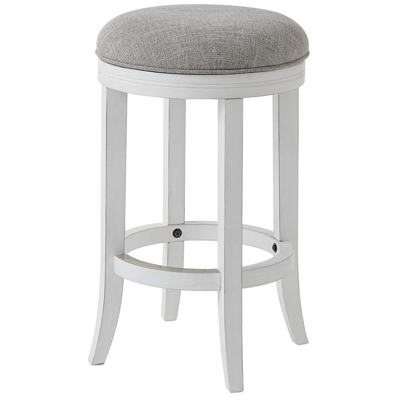 Image 1 Avery 25" Gray Linen Swivel Counter Stool