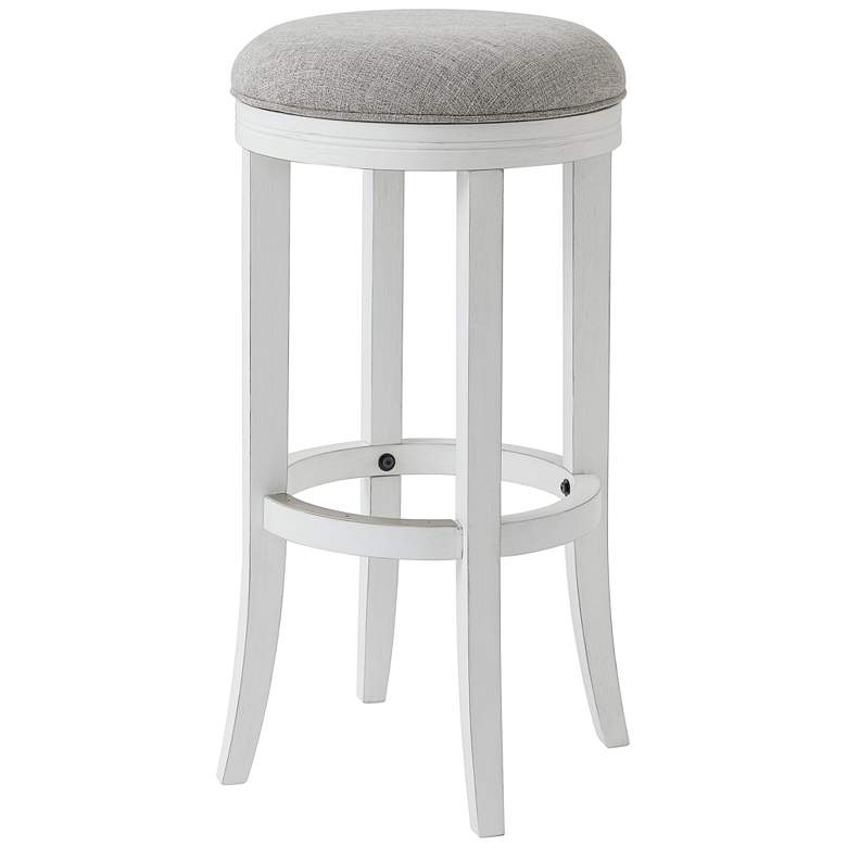 Image 1 Avery 30 1/2 inch Gray Linen Fabric Swivel Bar Stool