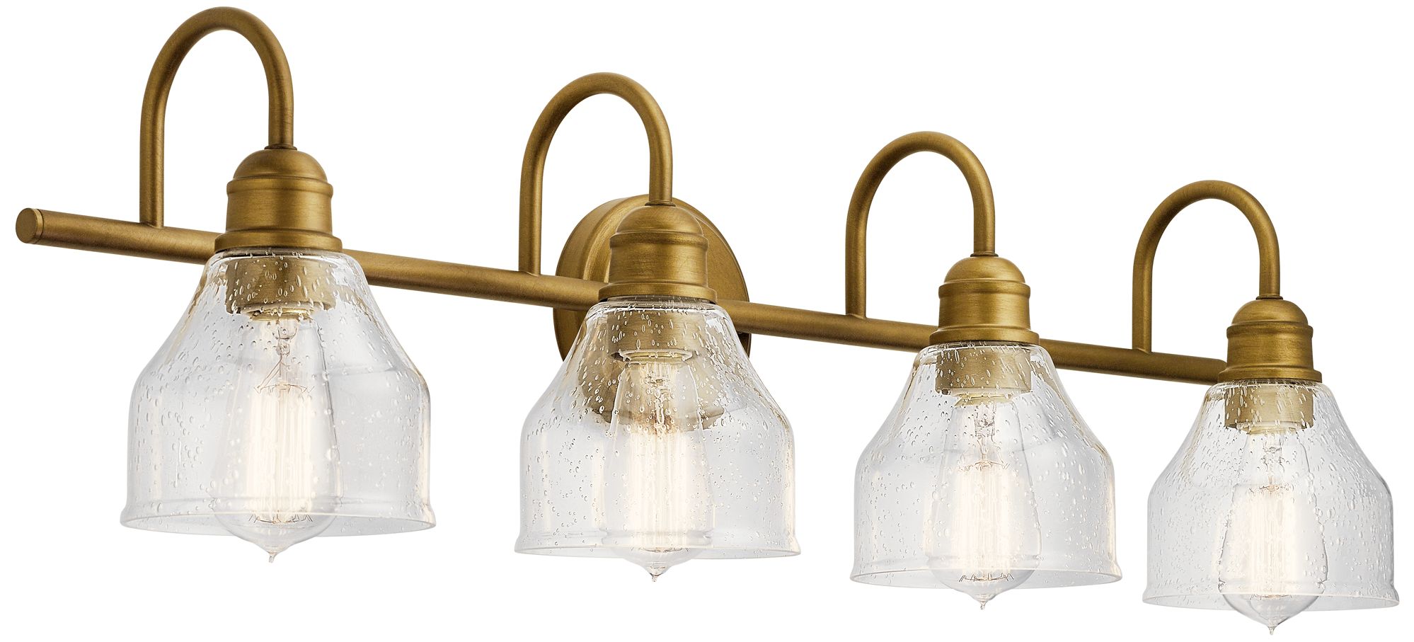 Avery 33.25-in 4-Light Natural Brass Industrial Vanity Light