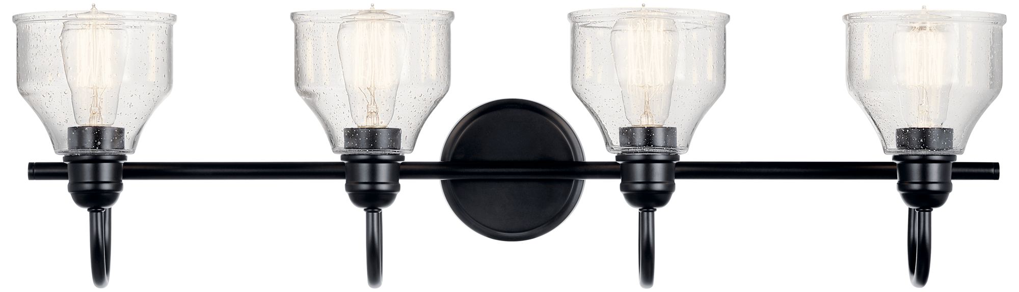 Image 2 Avery 33.5 Inch 4 Light Vanity Light with Clear Seeded Glass in Black more views