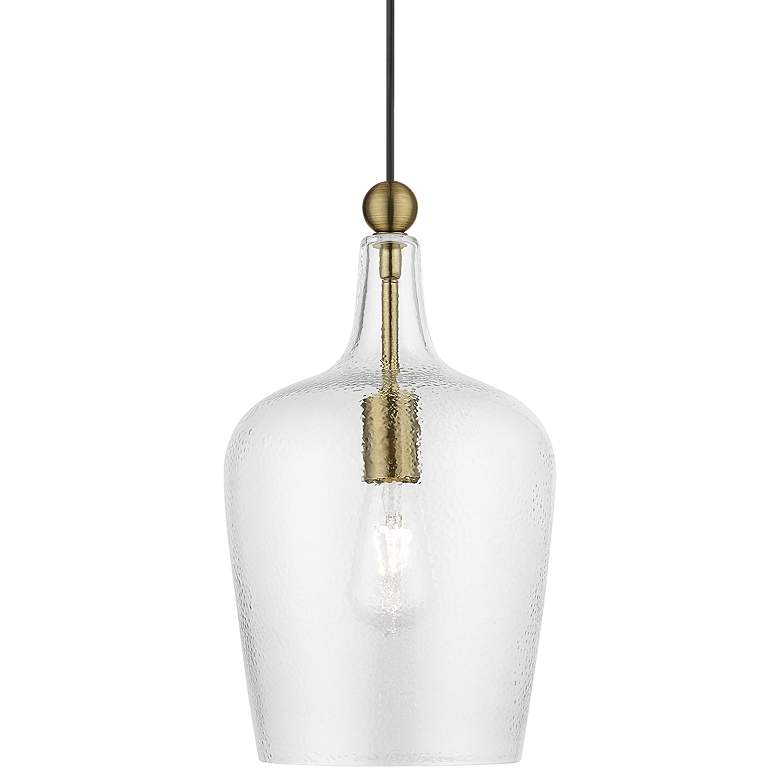 Image 2 Avery 9 1/4" Wide Antique Brass and Clear Glass Mini Pendant
