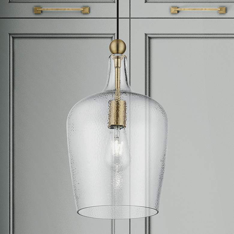 Image 1 Avery 9 1/4" Wide Antique Brass and Clear Glass Mini Pendant