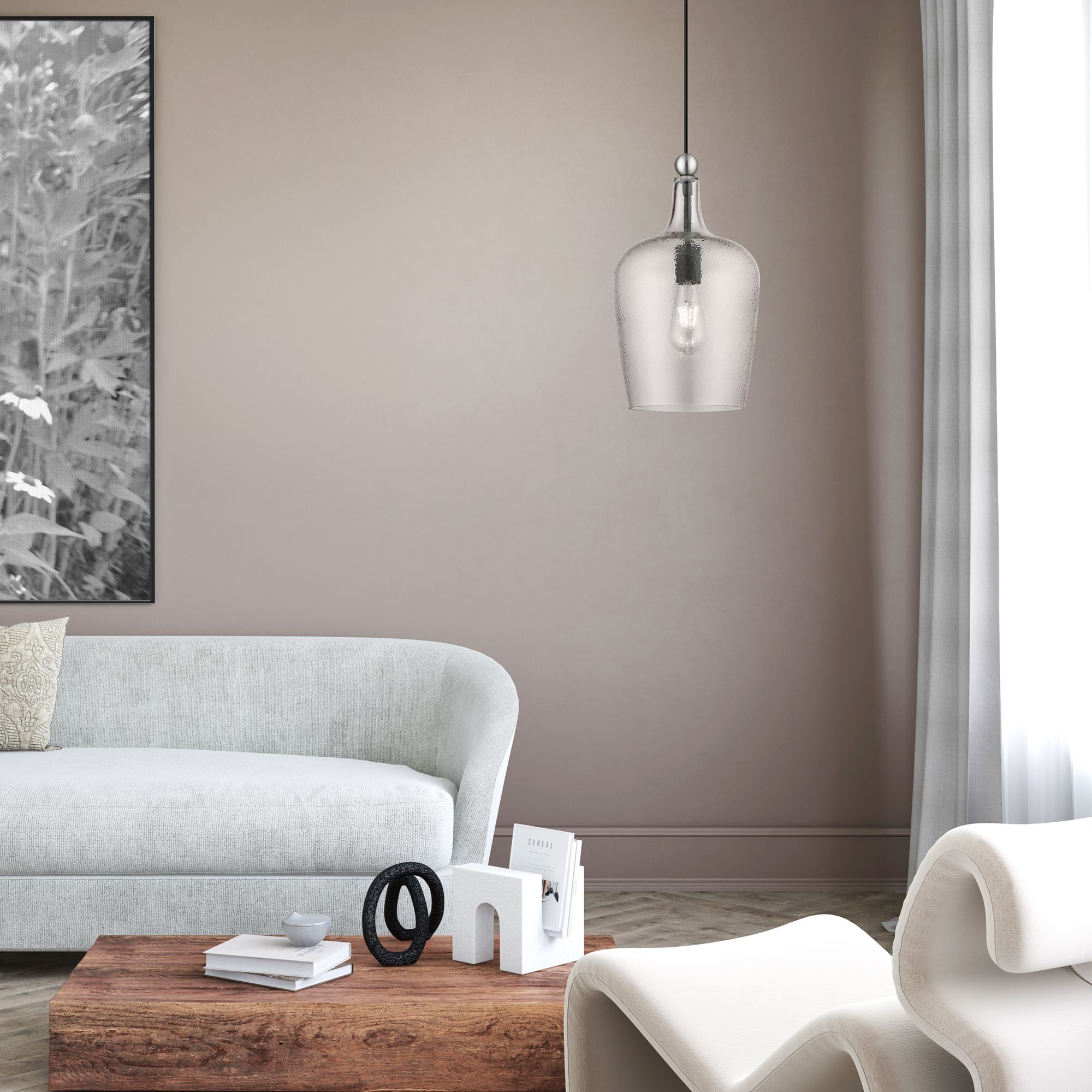 Avery 9 1/4" Wide Black Mini Pendant with Clear Water Glass in scene