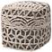 Avery Beige and Brown Moroccan Inspired Pouf Ottoman