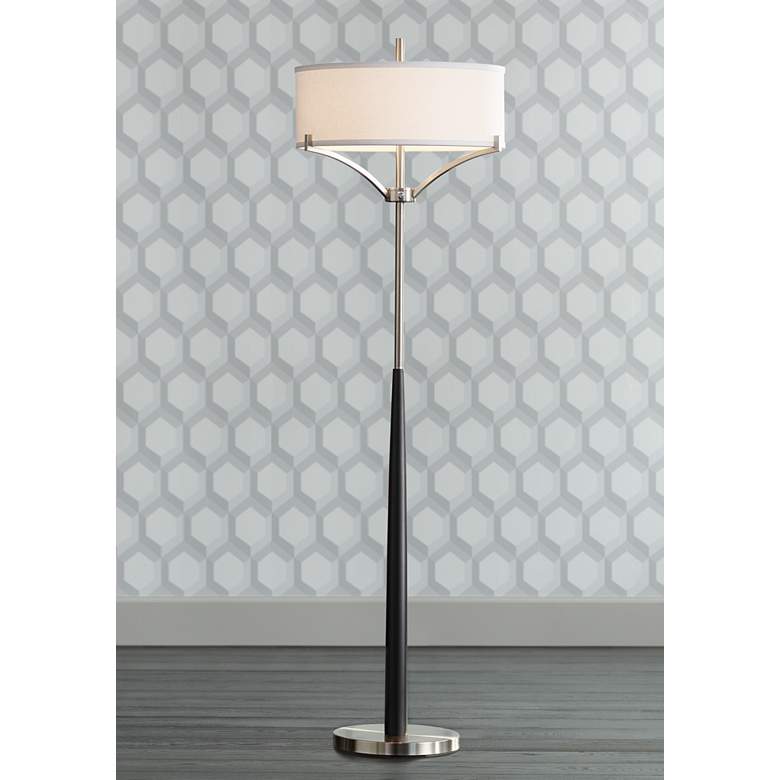 Avery Black and Brushed Nickel Column 2-Light Floor Lamp