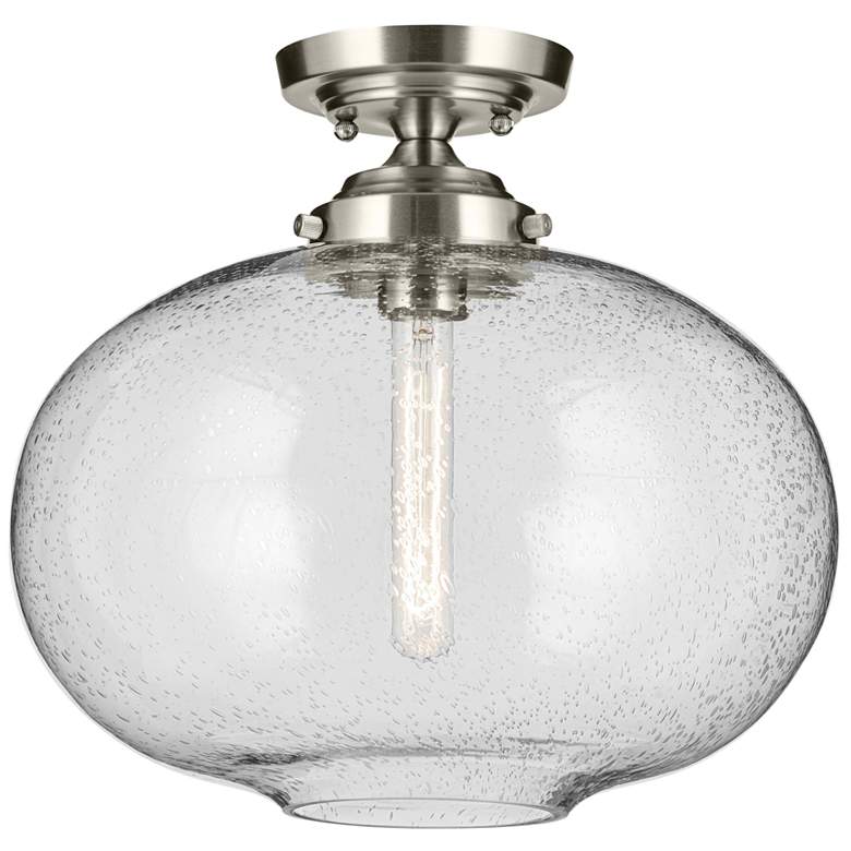 Image 1 Avery Brushed Nickel Globe Clear Semi Flush 1Lt
