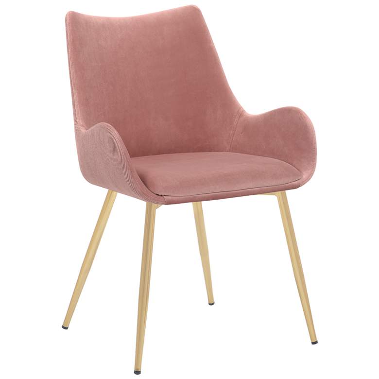 Image 1 Avery Dining Chair in Pink Fabric and Gold Legs