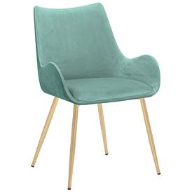 Image1 of Avery Dining Chair in Teal Fabric and Gold Legs